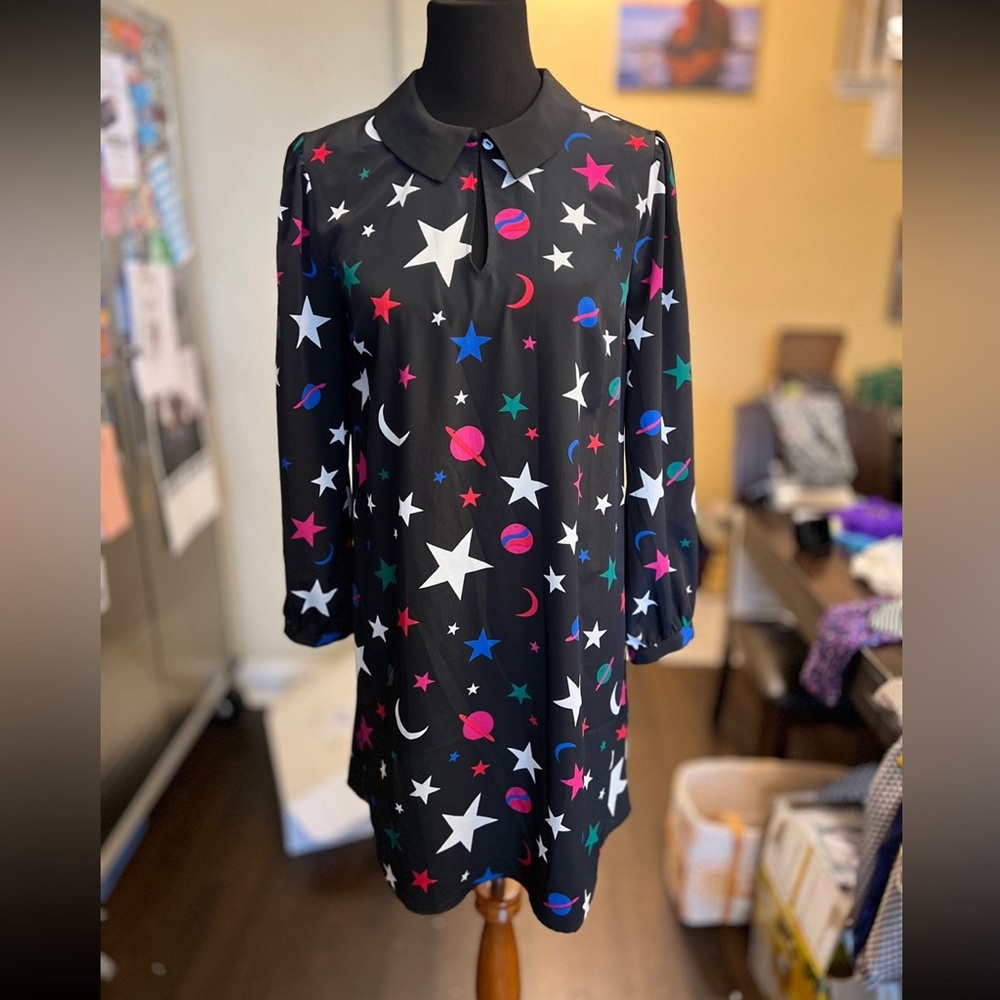 Cosmic Sun moon stars sheath dress retro